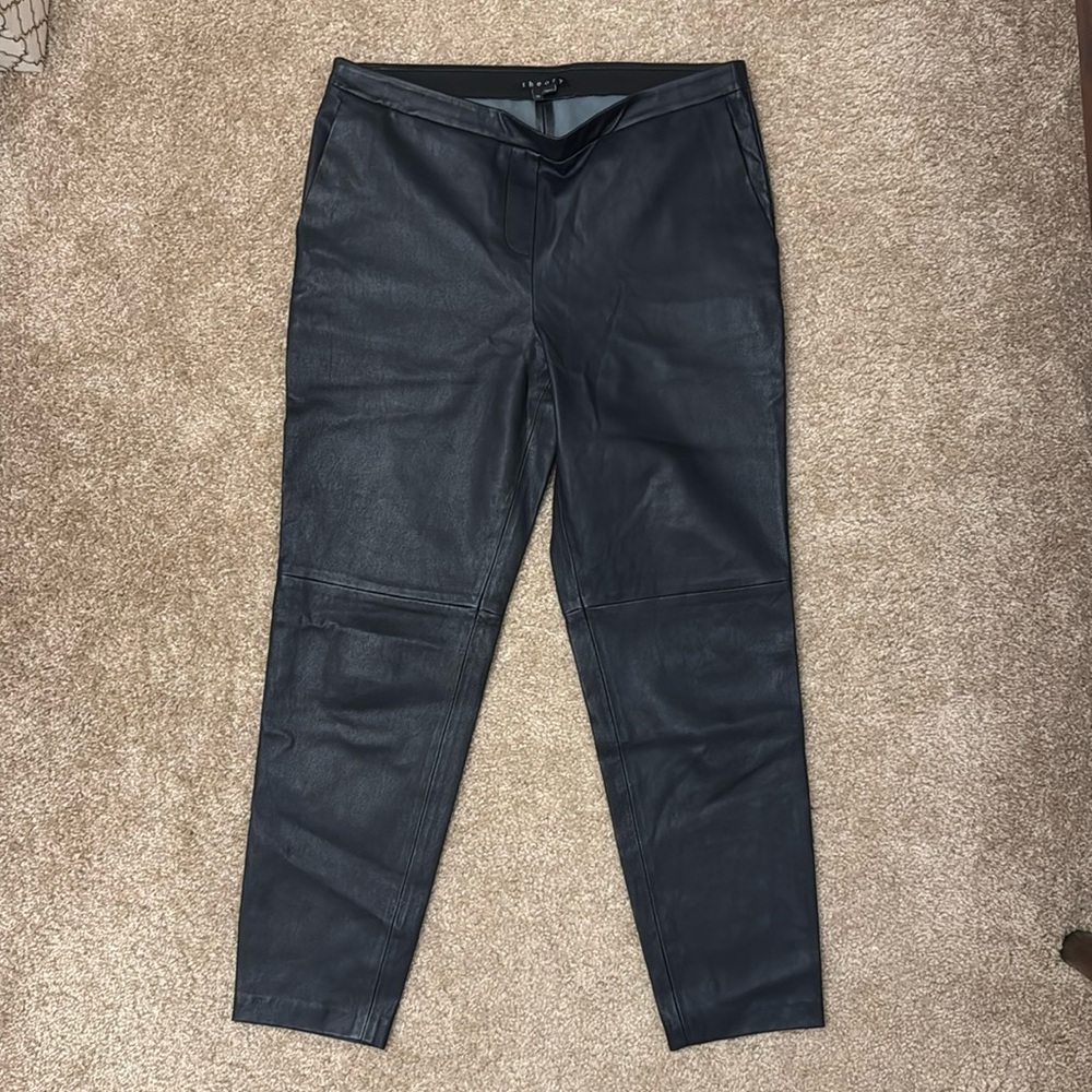 Black lamb leather theory pants size 12
